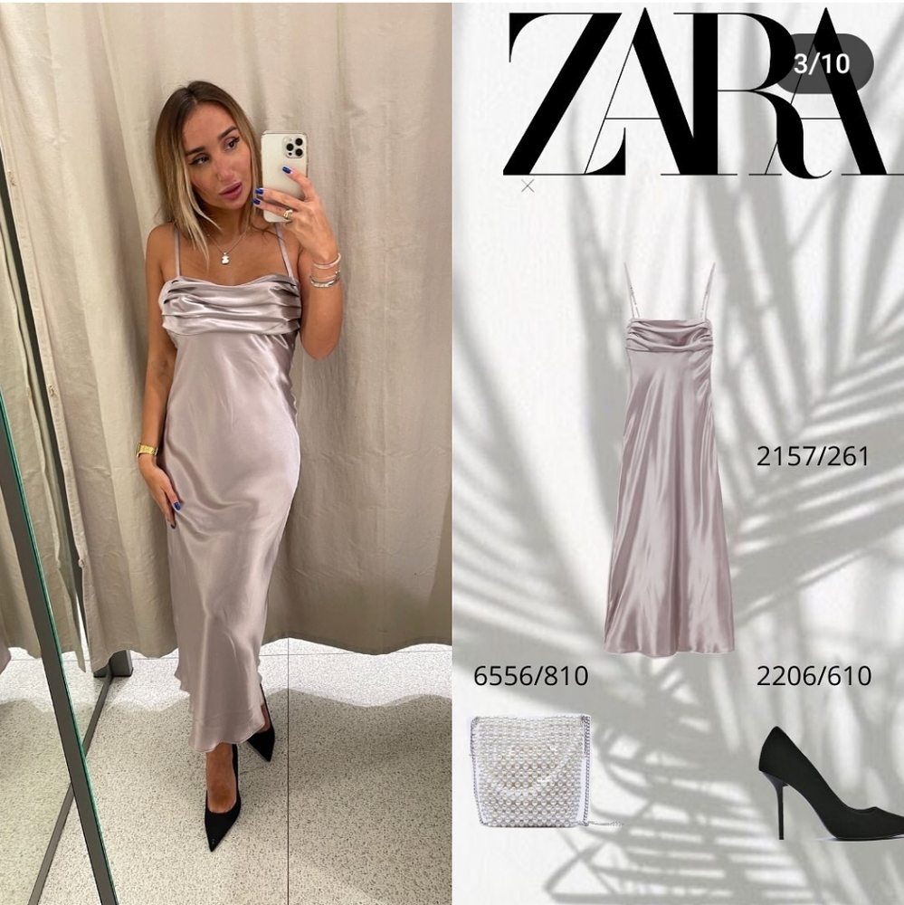 Zara * Satin Cut Out Slip Midi Dress Size M - Picture 5 of 15